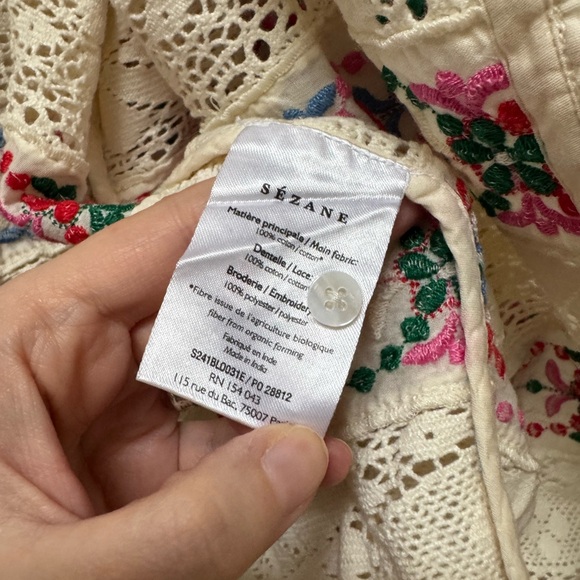 Sezane Floral Embroidered Lace Matika Blouse - Picture 14 of 16